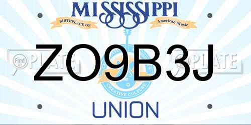 ZO9B3J Mississippi License Plate