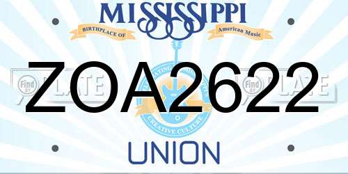 ZOA2622 Mississippi License Plate