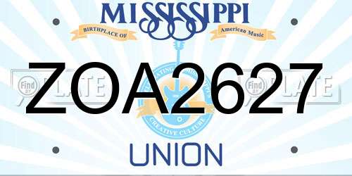 ZOA2627 Mississippi License Plate