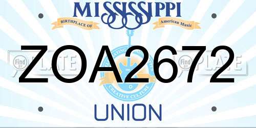 ZOA2672 Mississippi License Plate