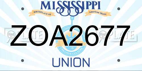 ZOA2677 Mississippi License Plate