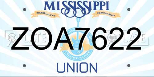 ZOA7622 Mississippi License Plate
