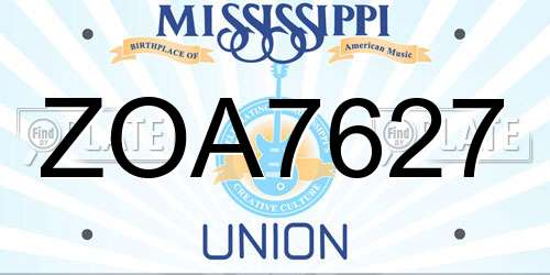 ZOA7627 Mississippi License Plate