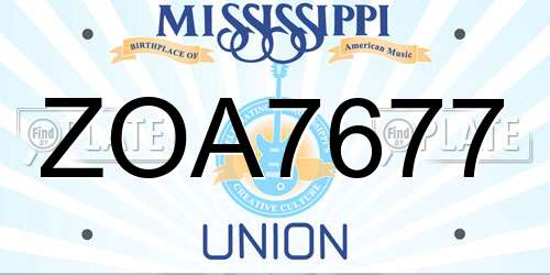 ZOA7677 Mississippi License Plate