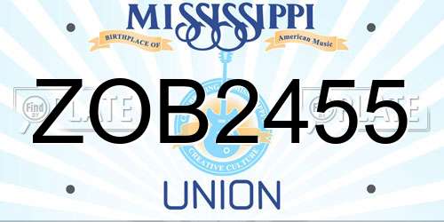 ZOB2455 Mississippi License Plate