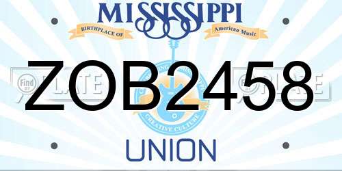 ZOB2458 Mississippi License Plate