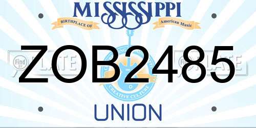 ZOB2485 Mississippi License Plate