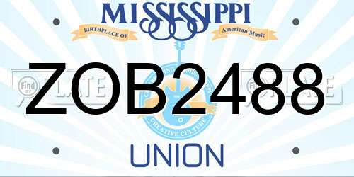 ZOB2488 Mississippi License Plate