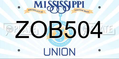 ZOB504 Mississippi License Plate