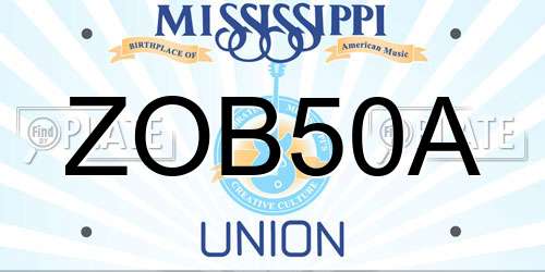 ZOB50A Mississippi License Plate