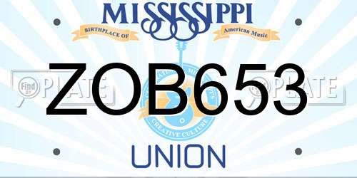 ZOB653 Mississippi License Plate