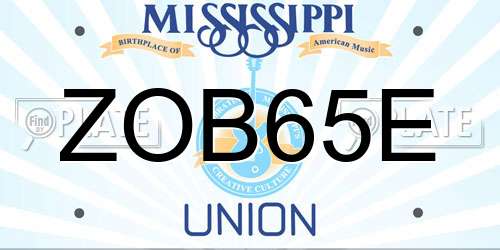 ZOB65E Mississippi License Plate