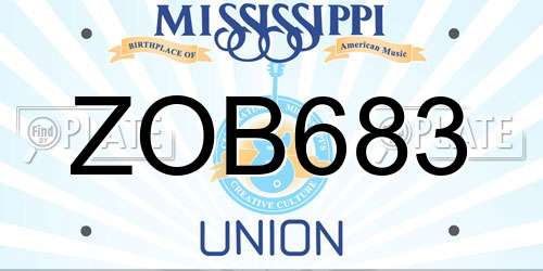 ZOB683 Mississippi License Plate