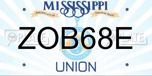 ZOB68E Mississippi License Plate