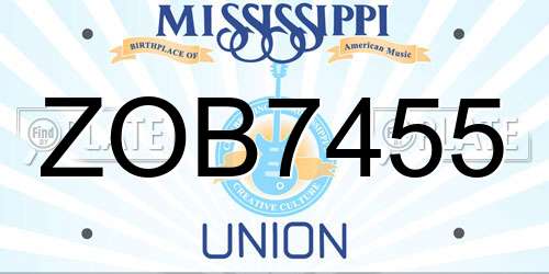 ZOB7455 Mississippi License Plate