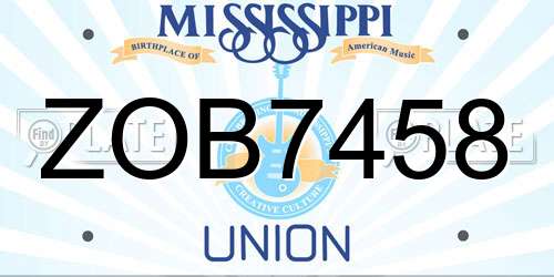 ZOB7458 Mississippi License Plate