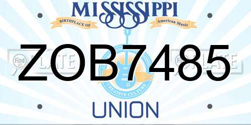 ZOB7485 Mississippi License Plate