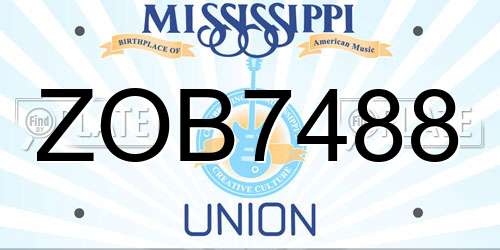 ZOB7488 Mississippi License Plate
