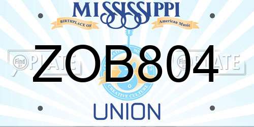 ZOB804 Mississippi License Plate