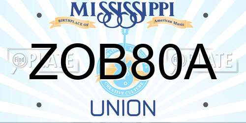 ZOB80A Mississippi License Plate