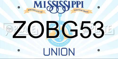 ZOBG53 Mississippi License Plate