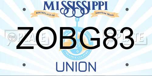 ZOBG83 Mississippi License Plate