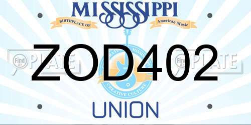 ZOD402 Mississippi License Plate