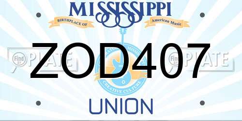 ZOD407 Mississippi License Plate