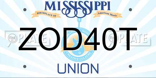 ZOD40T Mississippi License Plate