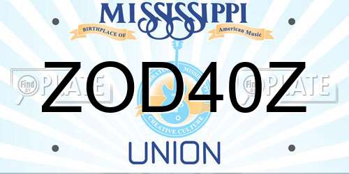 ZOD40Z Mississippi License Plate