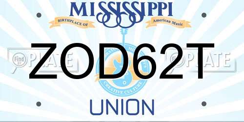 ZOD62T Mississippi License Plate