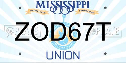 ZOD67T Mississippi License Plate