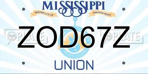 ZOD67Z Mississippi License Plate