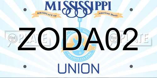 ZODA02 Mississippi License Plate