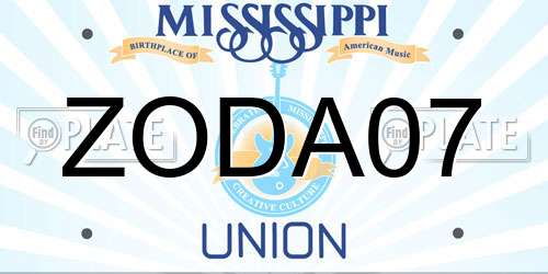 ZODA07 Mississippi License Plate