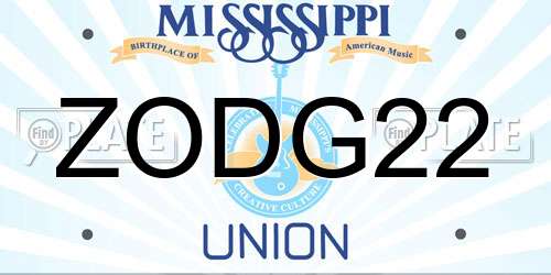 ZODG22 Mississippi License Plate
