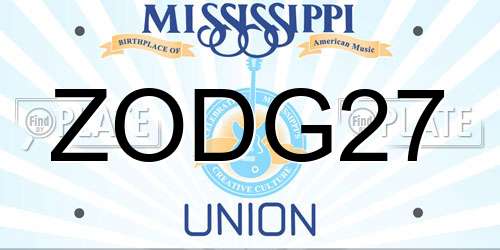 ZODG27 Mississippi License Plate