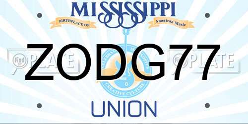 ZODG77 Mississippi License Plate