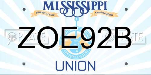 ZOE92B Mississippi License Plate
