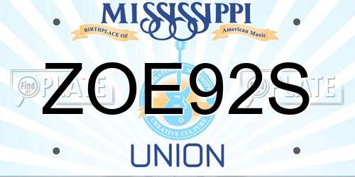 ZOE92S Mississippi License Plate
