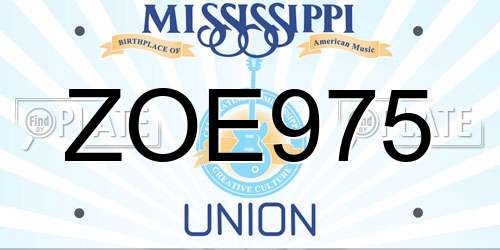 ZOE975 Mississippi License Plate