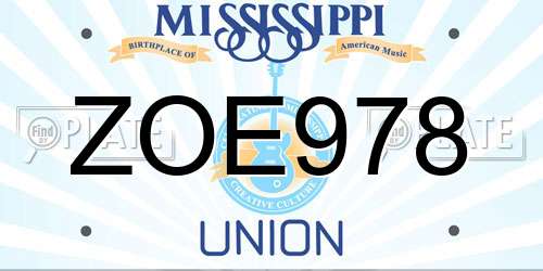 ZOE978 Mississippi License Plate