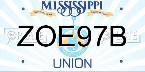 ZOE97B Mississippi License Plate