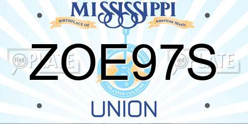 ZOE97S Mississippi License Plate