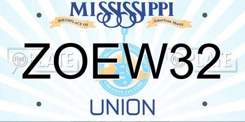 ZOEW32 Mississippi License Plate