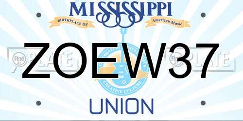 ZOEW37 Mississippi License Plate