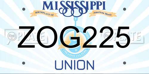 ZOG225 Mississippi License Plate