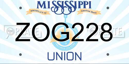 ZOG228 Mississippi License Plate