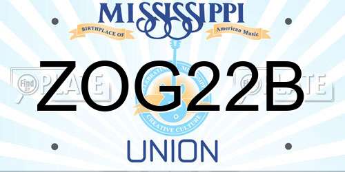 ZOG22B Mississippi License Plate