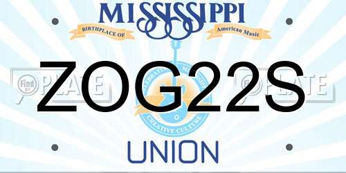 ZOG22S Mississippi License Plate